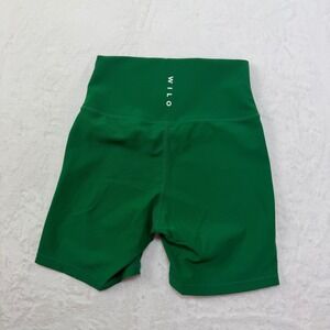 WILO Ribbed High Waist Biker Shorts Green Athleisure Fitness Workout Size S